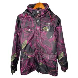 Orage Womens S Y2K Snowboard Ski Jacket Hooded Winter Abstract Full Zip Purple